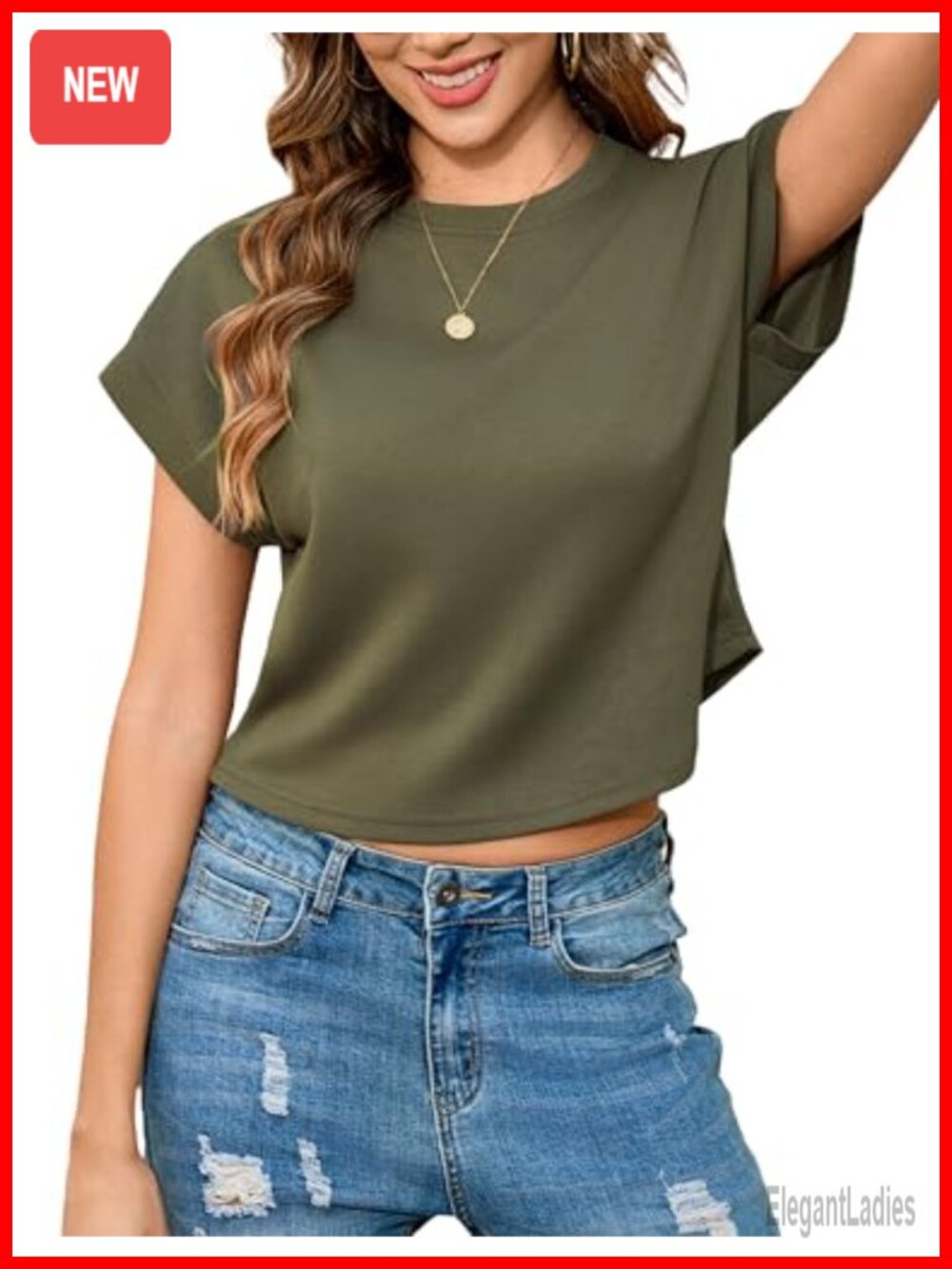 Cotton Spandex Cropped T-Shirt Short Sleeve Boxy Crewneck Gym Yoga Top